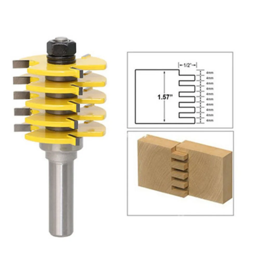1/2" Shank Box Joint Router Bit Adjustable Woodworking Full Split Finger Splice Blade Cutter | Инструменты
