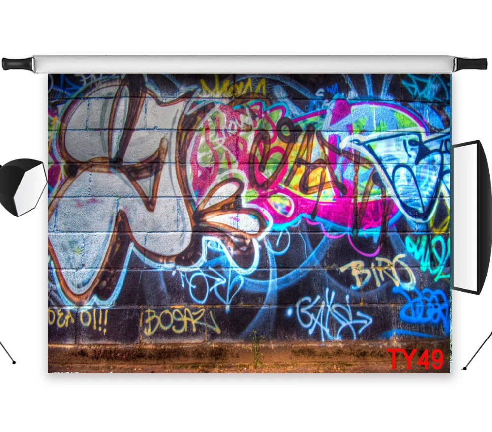 Wall Graffiti Art Polyester Backdrop Decor Background Photography Studio Props Photographic Photo Seamless Washable No Crease |