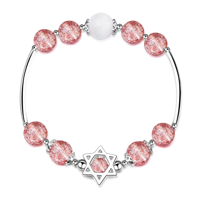 

KOFSAC New Fashion 925 Sterling Silver Bracelet Luxury Natural Strawberry Crystal Bangles Bracelets For Women Fine Jewelry Gifts