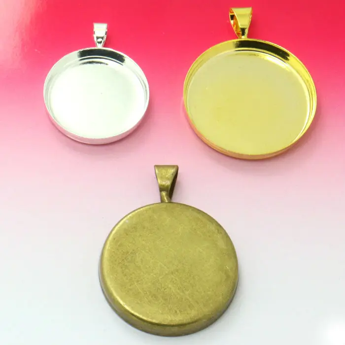 Wholesale 6Unids  Inner 20mm Silver/Gold/ Antique Bronze Plated Pendant Blanks Jewelry Circular high Bezel Setting tray