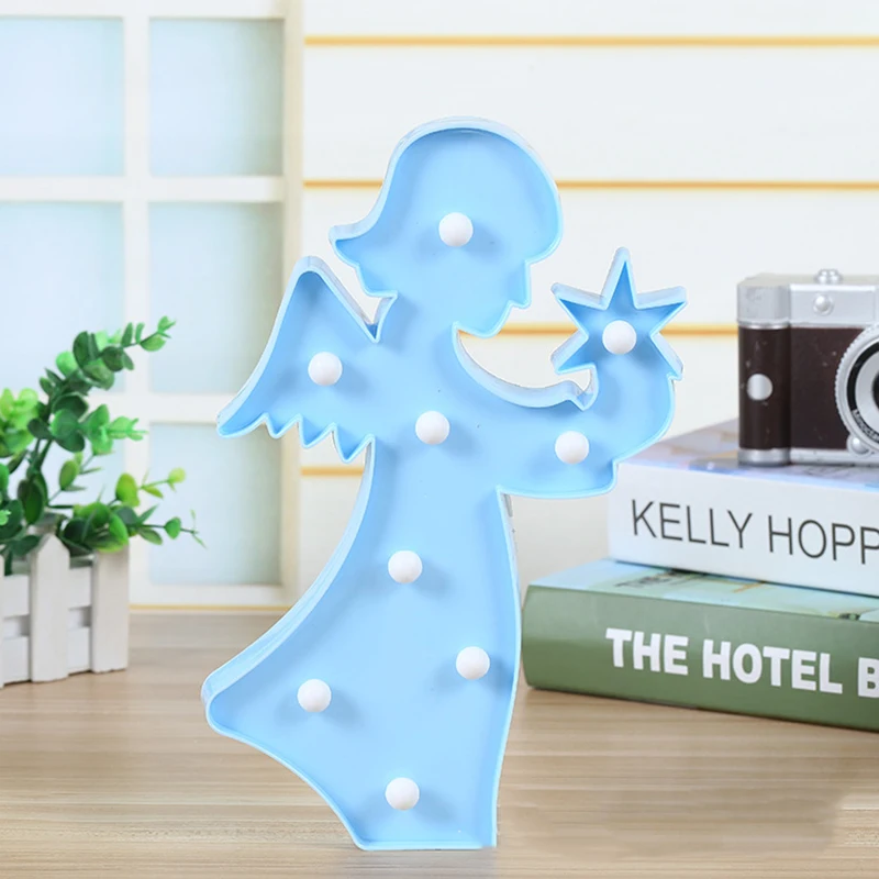 3D Ангел LED батарея свет знак ангела в форме освещения настенный светильник для