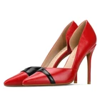 Женская обувь на высоком каблуке, пикантные туфли-лодочки ручной работы с острым носком, без шнуровки, для офиса, из спилка, размера плюс 34-46, H0017, 2019