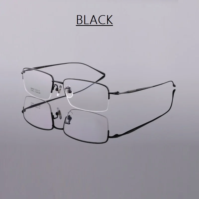 BLACK Titanium Big Face Men Glasses Eyewear Ultra light Half Rim Whole Carving Temple Myopia Prescription Readding Glasses Eyewear New - Цвет оправы: BLACK