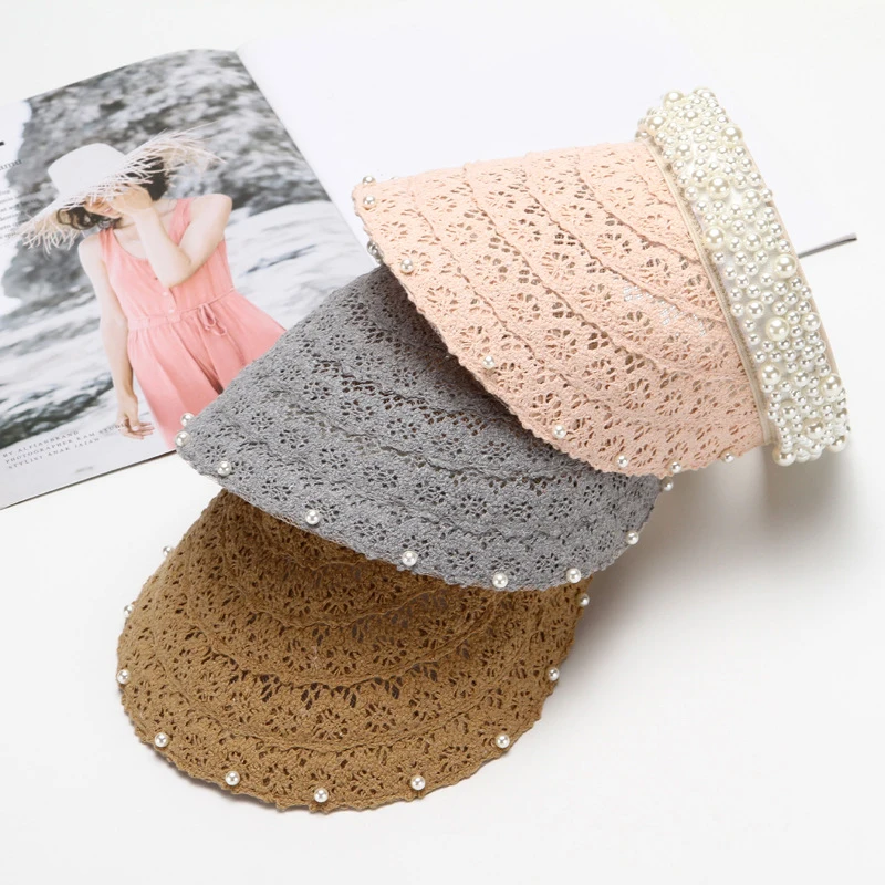 Женская пляжная шляпа с жемчужным козырьком лето 2019|Женские пляжные шляпы| |