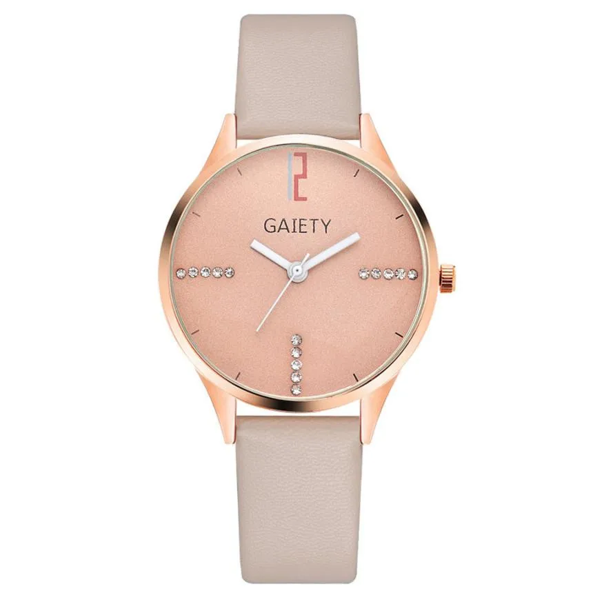 

TZ#502 Women Leather Band Analog Quartz Round Wrist Watch Watches