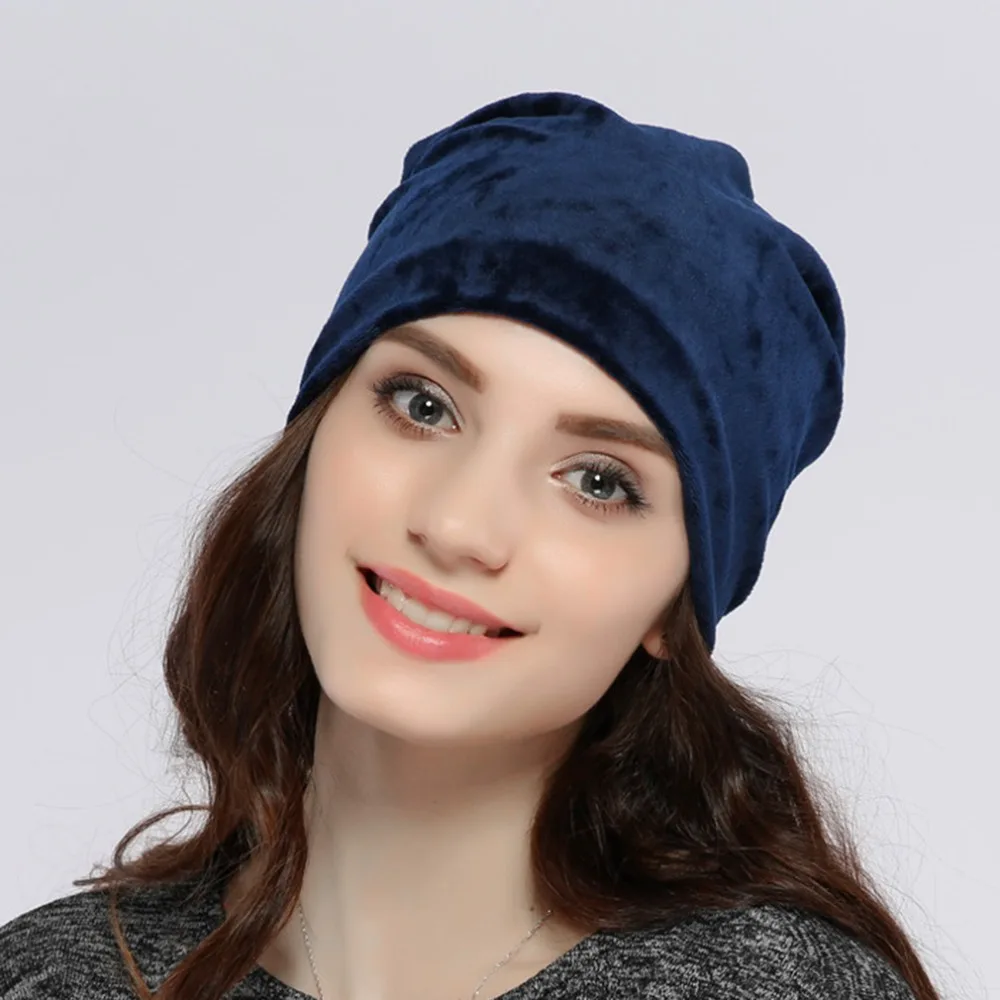 Geebro бренд Для женщин Hat Skullies шапочки полиэстер трикотажные Шапки Шапка-бини Весна Повседневное бархат Для женщин шапочки Шапки js277a