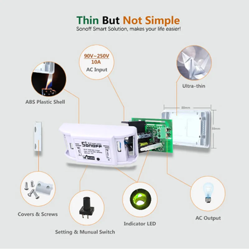 SONOFF Basic Wi Fi Беспроводной Выключатель для умного дома 2 шт. автоматический релейный