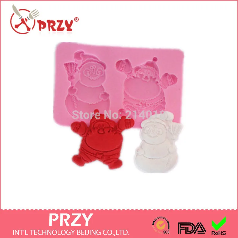 Кружева Санта снеговик форма формы силиконовая для украшения тортов мастикой