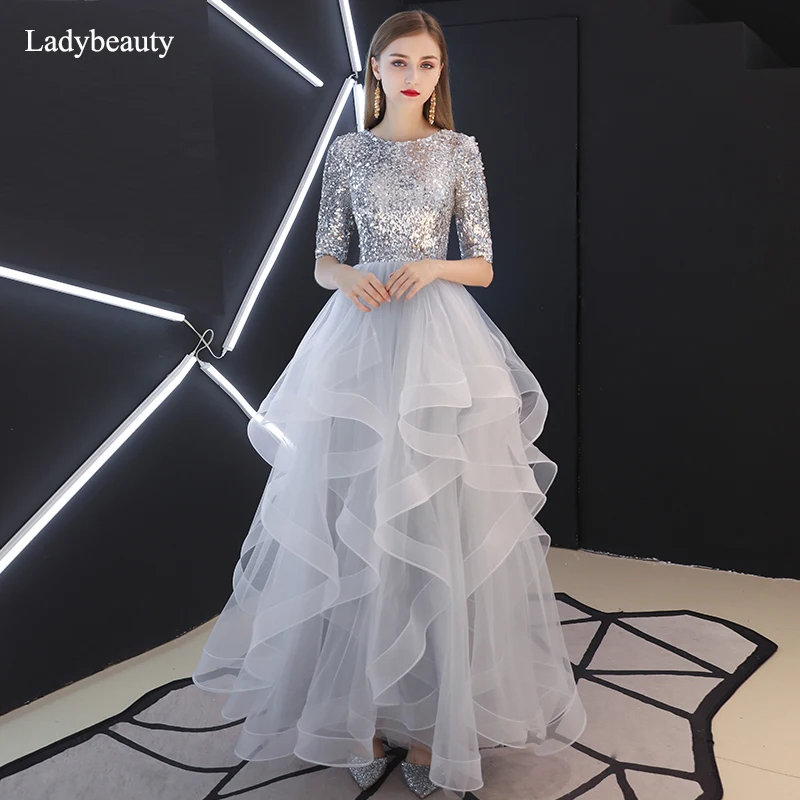 Вечернее платье с блестками Ladybeauty роскошные вечерние наряды рукавом до локтя