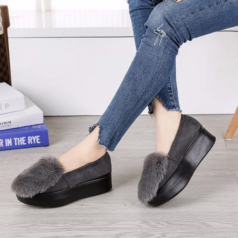 Fujin/тонкие туфли с губкой Сезон осень зима Обувь в стиле фасоли Прямая поставка