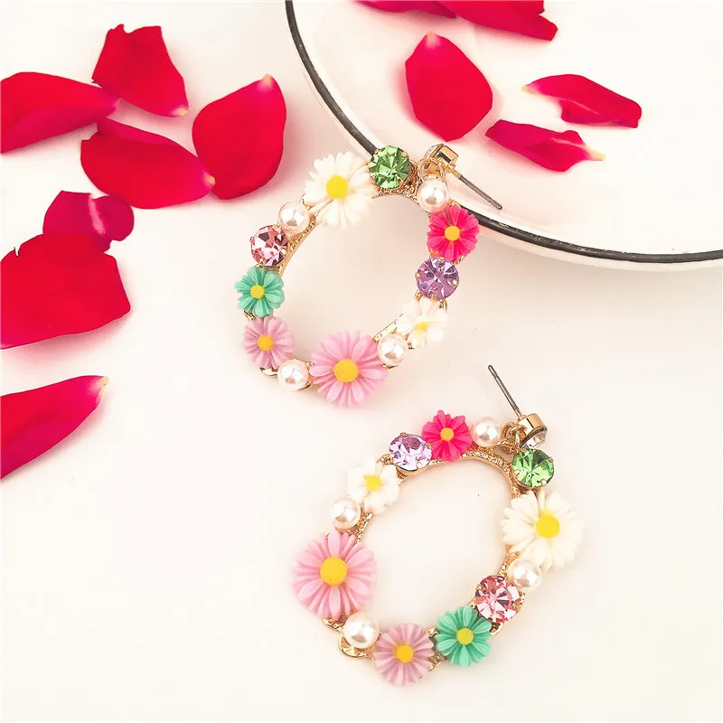 DiLiCa Big Flower Statement Earrings Female 2018 Summer Vintage Acrylic Geometric Dangle for Women Vacation Jewelry | Украшения и
