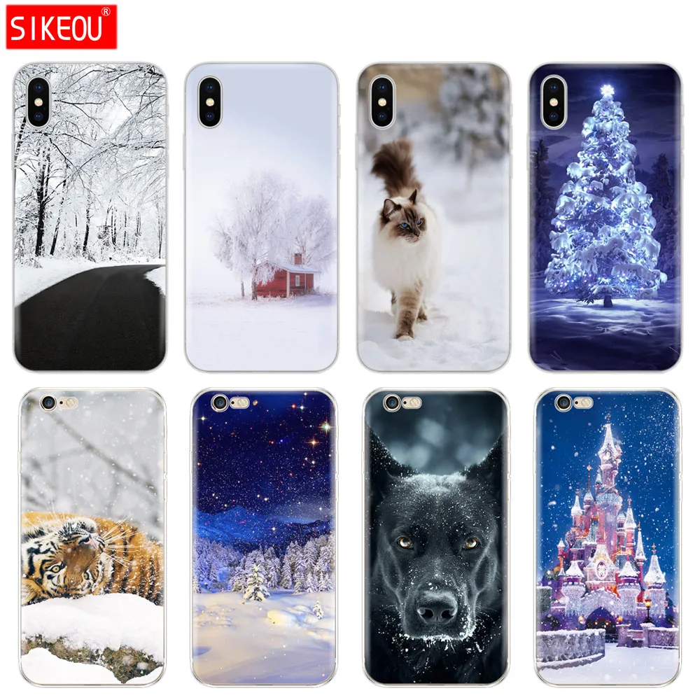 Силиконовый чехол для телефона Iphone 6X8 7 6s 5 5s SE 2020 Plus 10 XR XS 11 pro Max зимние пейзажи