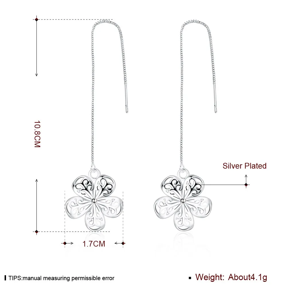 Fashion Long Earrings Flower Shape Pendant Dangle Silver Color Women Charm Drop High Quality Jewelry | Украшения и аксессуары