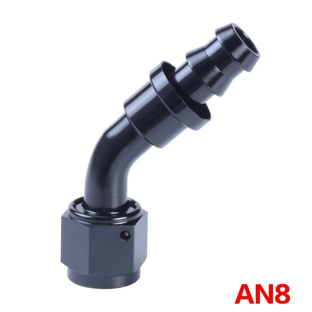 45 Degree ESPEEDER Universal AN8 Push-on Hose End Fittings Fuel Oil Cooler Hose Fitting 0 45 90 180 Degree Reusable Connection Adapter - Цвет: 45 Degree