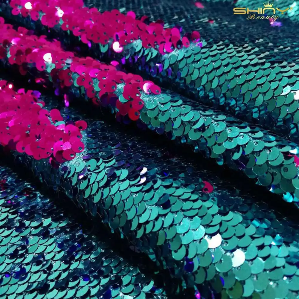 Turquoise to Fuchsia 4 фута* 3 фута(125*92 см) Золотой/черный/розовый Реверсивный блесток ткань для платья/скатерти/Дорожка/Свадебные украшения/фоновый материал - Цвет: Turquoise to Fuchsia