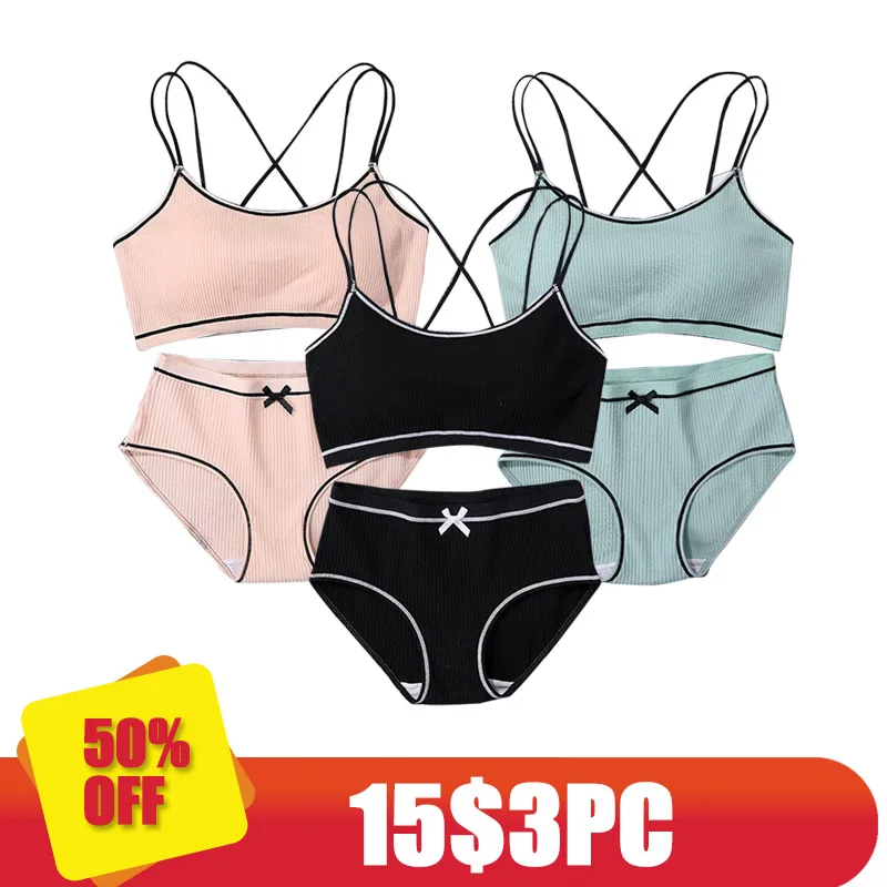 Image color Комплект из 3 предметов, женское нижнее белье, серое хлопковое нижнее белье, комплект из бюстгальтера и трусиков высшего качества, бюстгальтер пуш-ап, бюстгальтер, женское нижнее белье - Цвет: Image color
