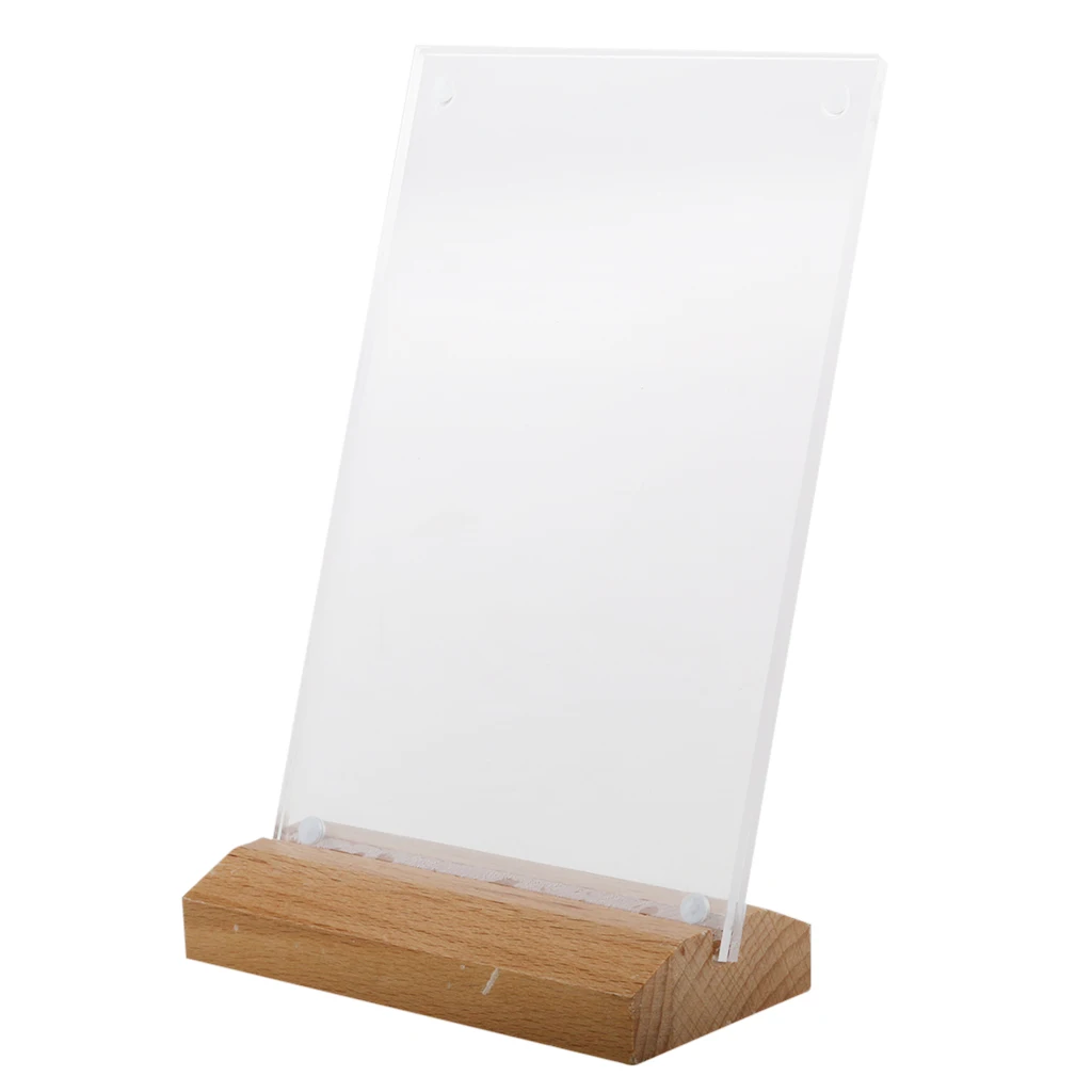 Акриловая настольная рама Настольная фоторамка держатель для меню с деревянной