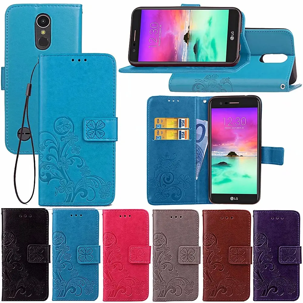 Чехол-книжка для LG K8 2017 кожаный чехол-бумажник с рисунком клевера K4 Optimus L70 D320 D325 X300