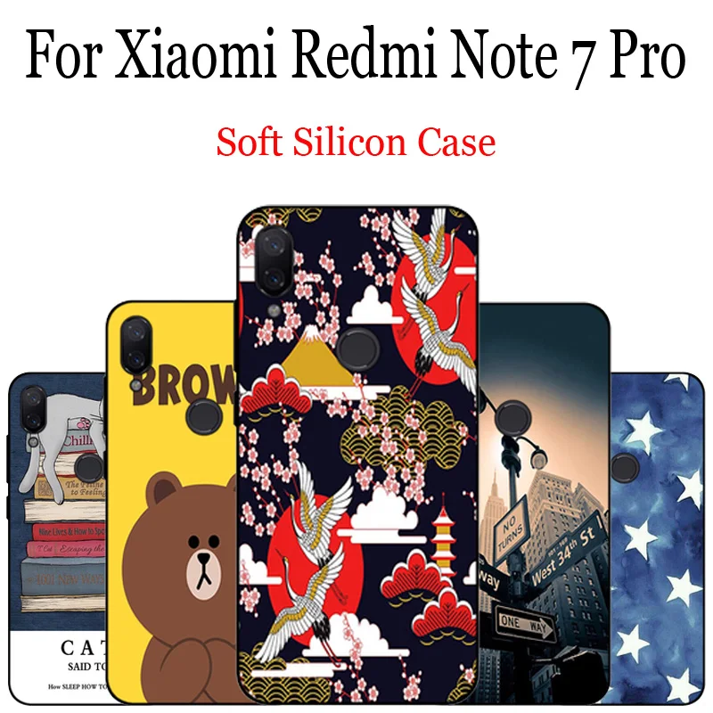 Силиконовый мягкий чехол накладка для Xiaomi Redmi Note7 Pro телефона с мультяшным