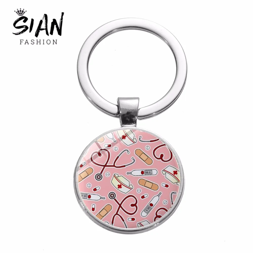SIAN I Am A Nurse стетоскоп шприц брелок доктор медицинские инструменты знак мира Любовь ручной работы студенческие подарки брелки Llaveros