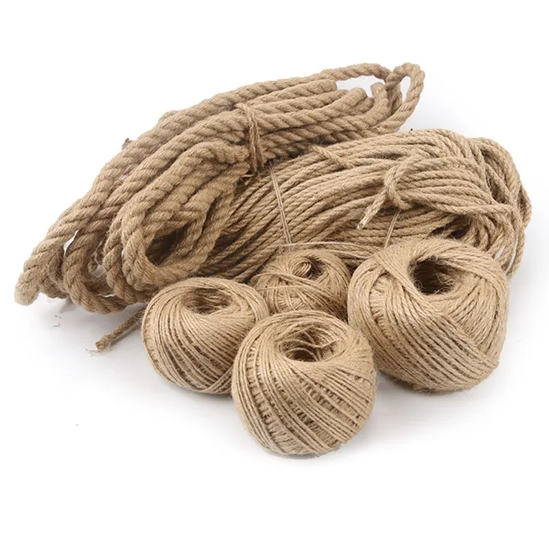 1mm-4mm/Roll Natural Textured Burlap Twine Cord Hemp Rope For Party Wedding DIY Gift Wrapping Cords Thread LYQ