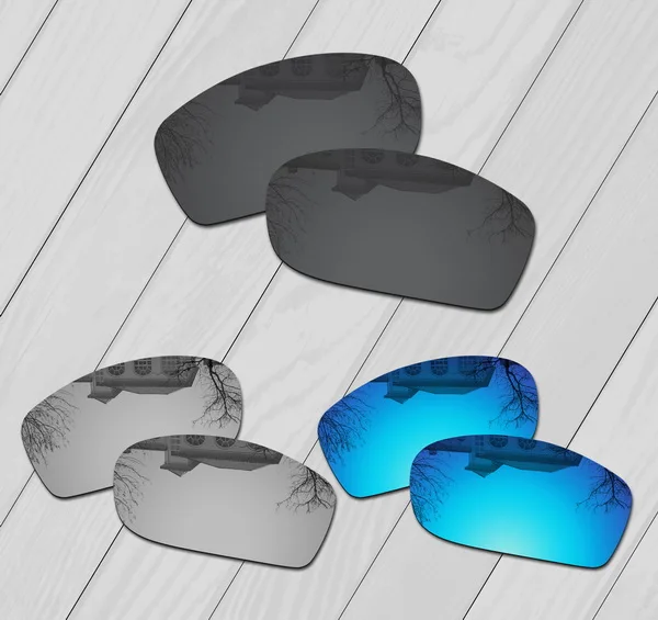 Black-Silver-Blue E.O.S поляризованные улучшенная замена линз для Oakley Солнцезащитные очки с челюстью-множественный выбор - Цвет линз: Black-Silver-Blue