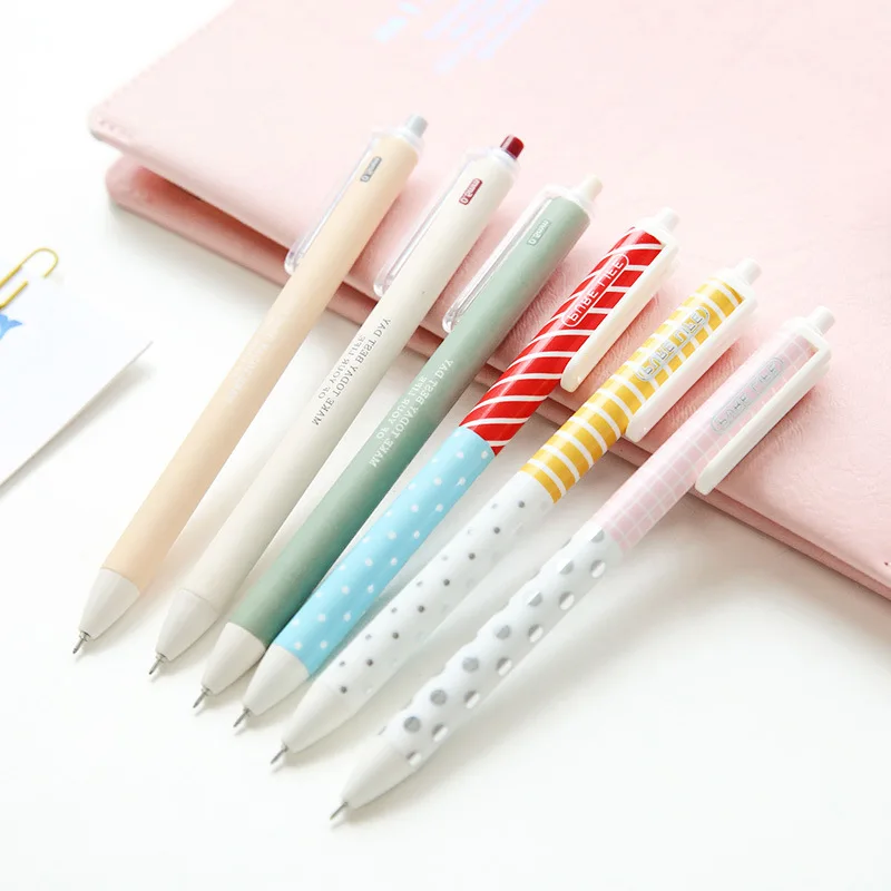 Гелевая ручка с черными чернилами 6 шт./лот 0 5 мм шариковые ручки канцелярские