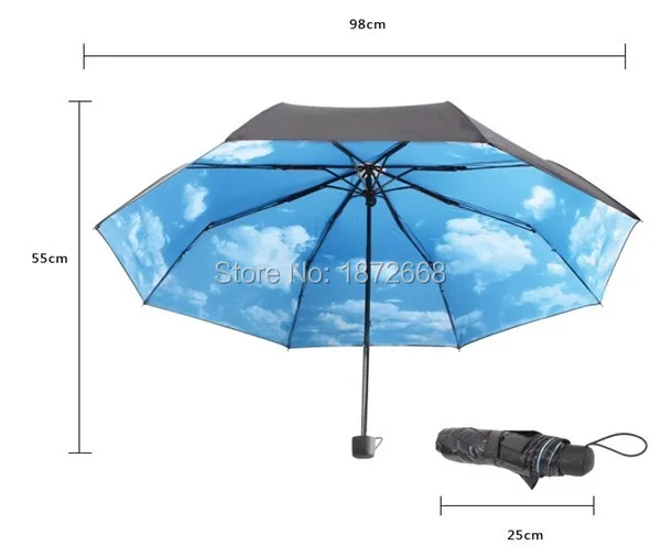 Фантастические УФ Защита от солнца зонтик небесно голубого и белого цветов 3