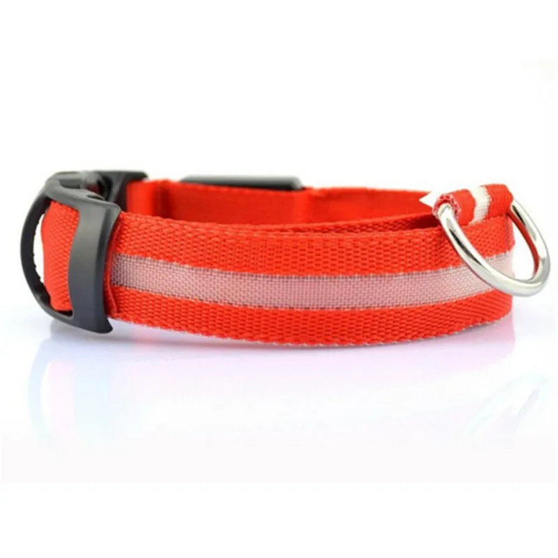 red Нейлоновый ошейник для собак Светодиодный свет ночная Безопасность Светящиеся товары для домашних животных светодиодный ошейник для кошек аксессуары для ошейника питомца для маленьких собак светодиодный ошейник - Цвет: red