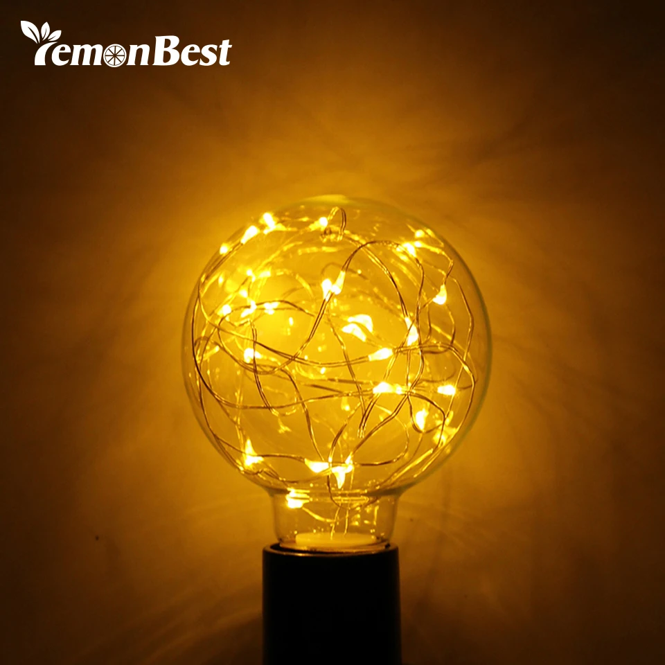 LemonBest Винтаж дизайн Сказочный светодиодный лампы G95 E27 110-240 V свет шнура Светодиодная лампа накаливания для декора Рождества праздника свадьбы освещение