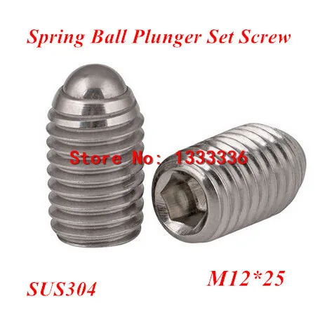 

10pcs M12*25 Hex Socket Spring Ball Plunger Set Screw, 12mm wave beads positioning marbles tight screws Stainless steel