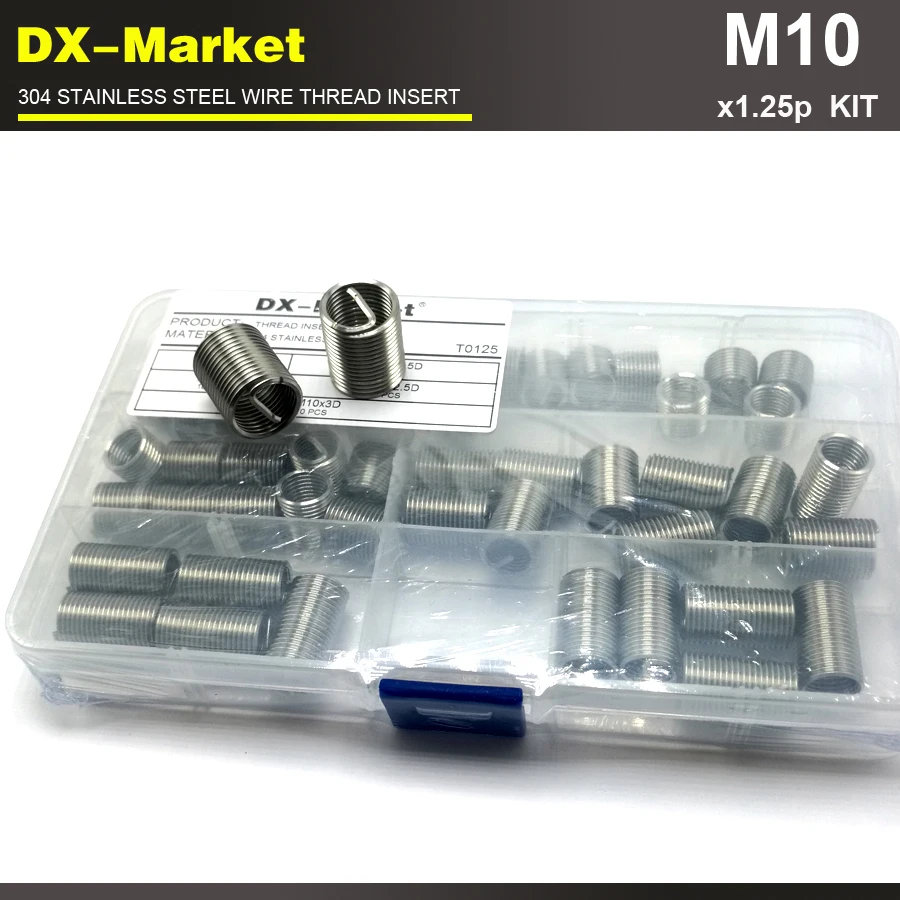M10* 1,25 P, 50 шт в наборе, 1d 1.5d 2d 2.5d 3d каждый 10 шт. sus304 мелкая резьба Антикоррозийная сменная Резьбовая для двигателя крепежный комплект