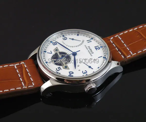 Механические Мужские часы Parnis с белым циферблатом Азиатский диапазон мощности 43