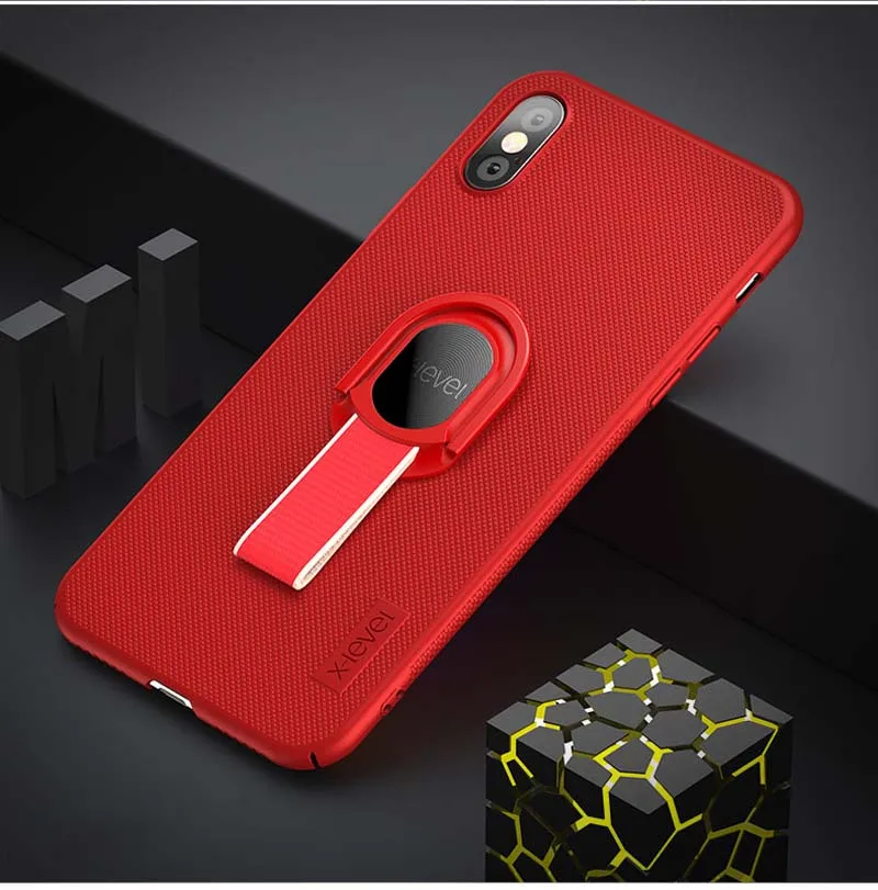 X-Level Detachable Finger Ring Stand Holder Phone Case For iPhone XS Max XR Hard PC Matte Back Cover for X 6 7 8 Plus | Мобильные