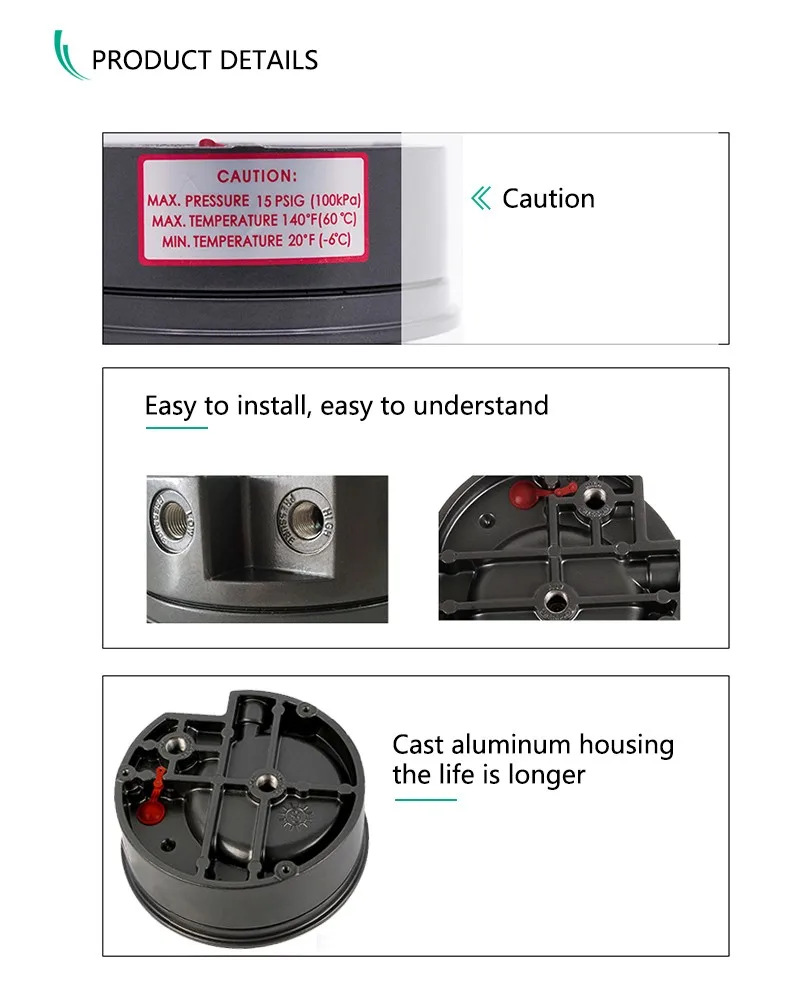 ELECALL TE2000-1~ 1 кПа Дифференциальный Манометр 4-3/" dia. X 2-3/16" круглый тип инструмент-указатель микрометр
