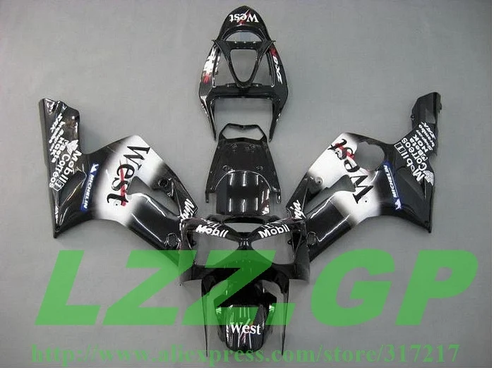 

Black fairing kit FOR KAWASAKI NINJA ZX 6R 636 03 04 ZX-6R 03-04 ZX6R 2003 2004 ZX 6R 03 04 fairings WEST LZZ.GP