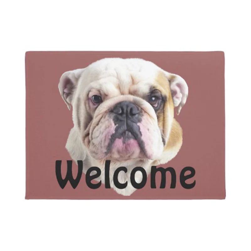 

English Bulldog Head Doormat Home Decoration Entry Non-slip Door Mat Rubber Washable Floor mat
