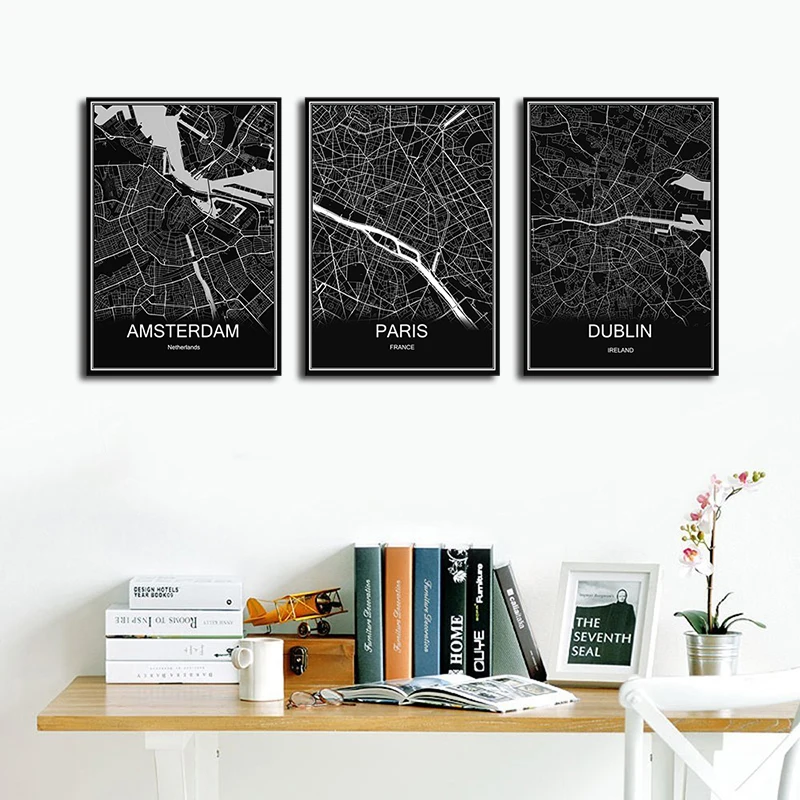 Manila холст и бумага с покрытием карта мира современный город плакат абстрактным