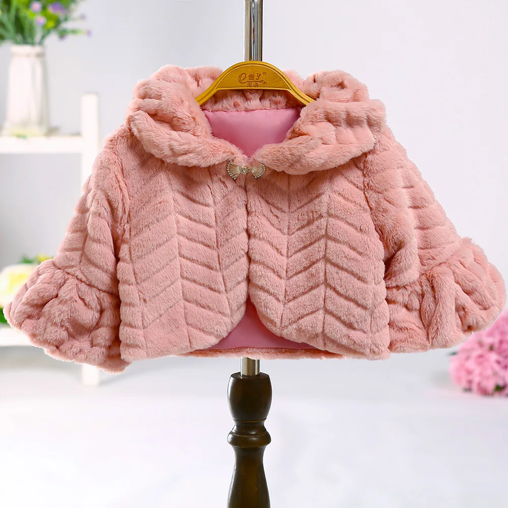 Winter Baby girls clothes Thick warm faux fur coat Princess party dress Child Cloak Wedding Cape Kids jacket S-XXXL | Детская одежда и