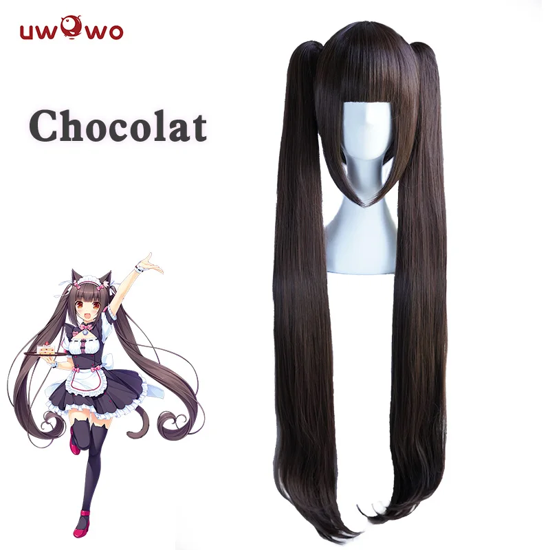 UWOWO NEKOPARA парик для косплея шоколадные Ванильные парики Черный 100 см прямые