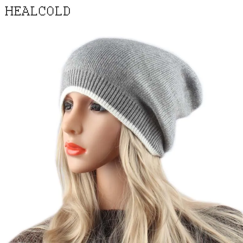 Женские вязаные шапки skullies из кашемировой шерсти в стиле пэтчворк на осень и