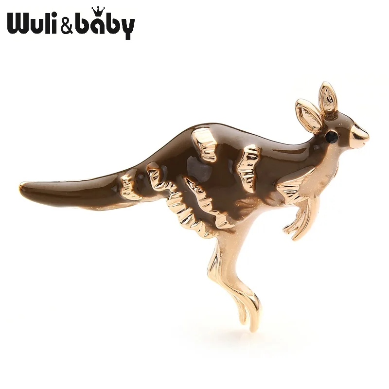 Коричневые эмалированные броши кенгуру от Wuli & baby для женщин и мужчин