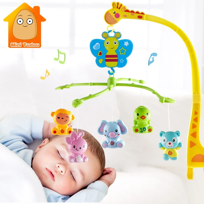 4 в 1 музыкальная кроватка Мобильная кровать колокольчик Kawaii животное детская погремушка вращающийся кронштейн игрушки жираф держатель заводная Подарочная музыкальная шкатулка
