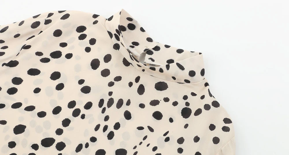 AVODOVAMA M Fashion Leopard Girls Shirts High Quality Chiffon Women Blouses Long Sleeve Turtleneck Khaki Purple Colors Tops |