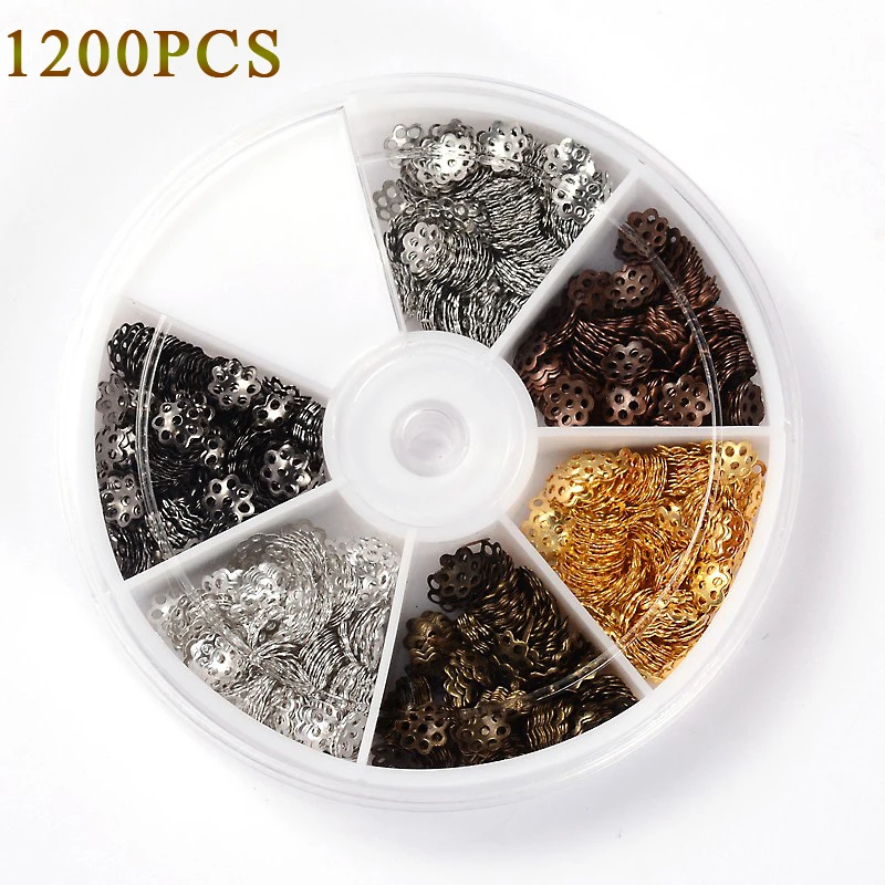 

Alloy Flower Petal End Bead Caps Metal Spacer Beads for DIY Bracelet Jewelry Making Finding Mixed 6 Colors