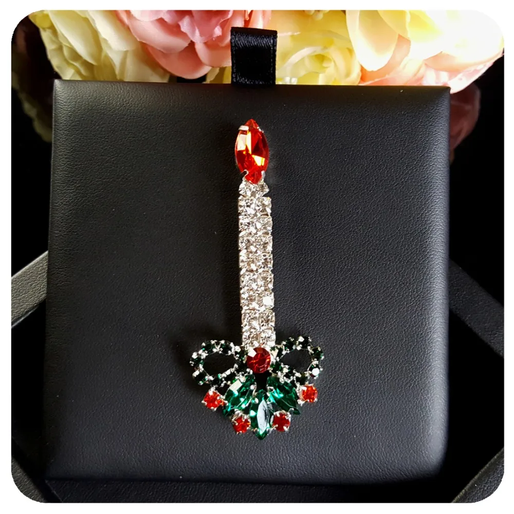 Рождественская Тема стразы брошь свеча булавки украшения и подарок|rhinestone brooch|brooch