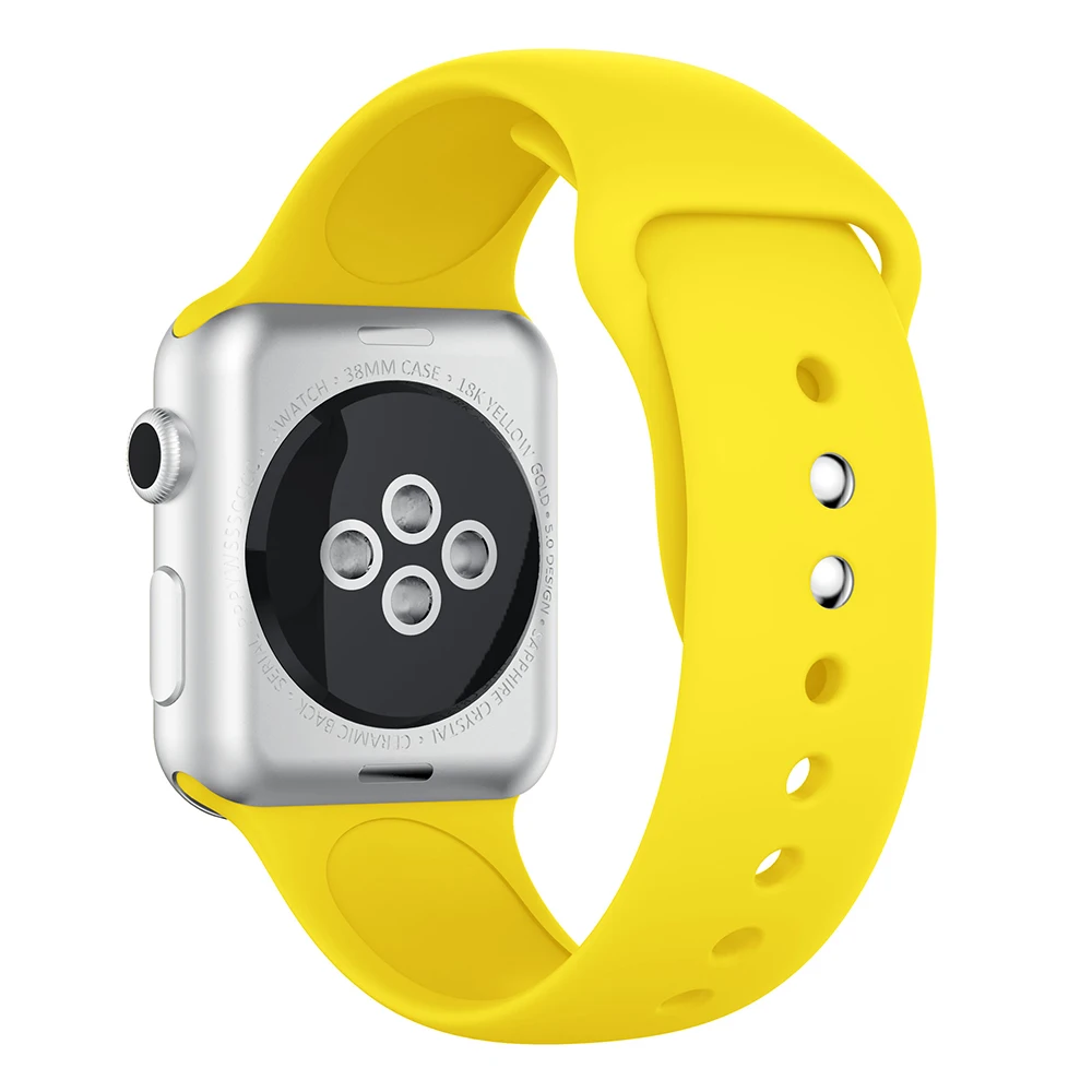 Силиконовый ремешок для наручных часов Apple Watch, версии 5/4/3/2/1 38 мм 42 мм спортивные Смарт-часы браслет для наручных часов iWatch серии 4 40 мм 44 м Correa