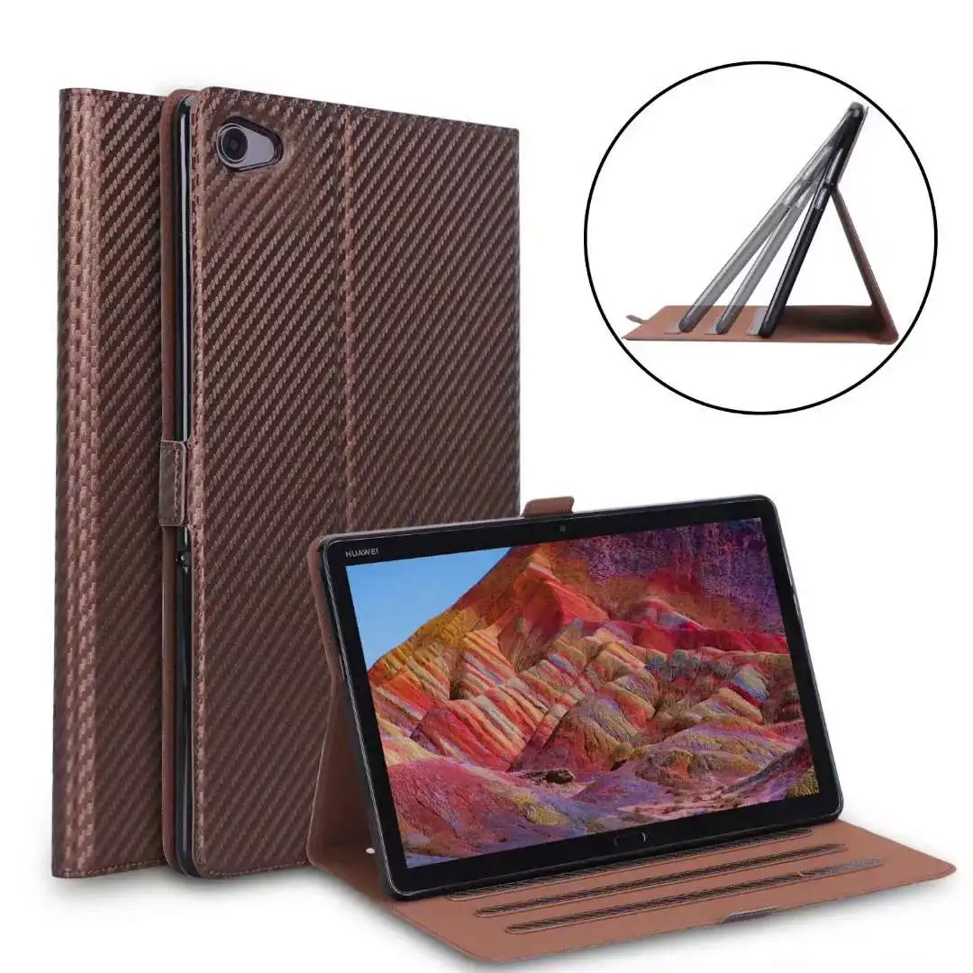 brown Корпус из углеродного волокна для huawei mediapad M5 lite10 BAH2-W19/L09/W09 10,1 дюймов Смарт PC Стенд кожаный чехол для huawei mediapad M5 lite 10 - Цвет: brown