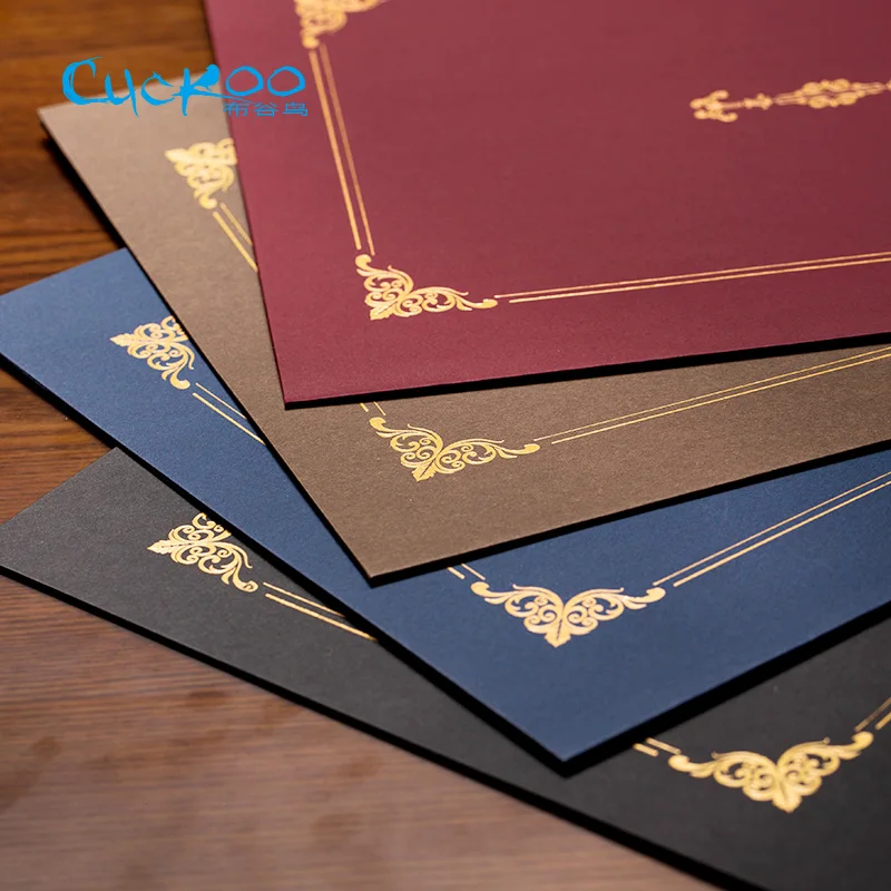 Honor certificate classical retro double line gilding envelope A4 cover letter contract document folder 6 pcs/set | Канцтовары для