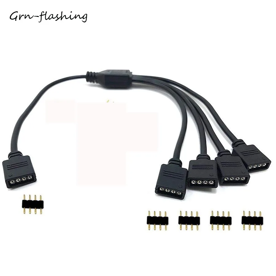 

4 Pins RGB Strip Connector 1 to 1 2 3 4 5 Led Split Extension Wire Cable For RGB 3528 5050 LED Strip Light With 4 Pins Plug